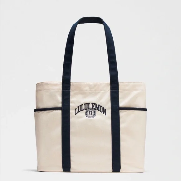 NWOT lululemon multi-pocket canvas tote collegiate - Picture 2 of 6